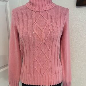 Izod Pink Cowl Neck Cable Knit Sweater